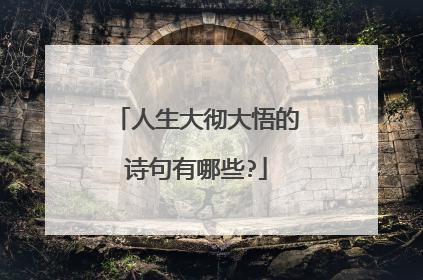 人生大彻大悟的诗句有哪些?