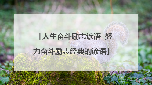 人生奋斗励志谚语_努力奋斗励志经典的谚语