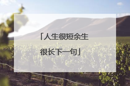 人生很短余生很长下一句