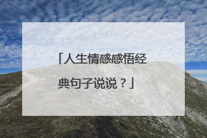 人生情感感悟经典句子说说？