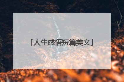 人生感悟短篇美文