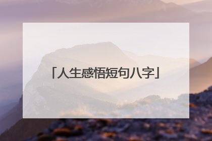 人生感悟短句八字