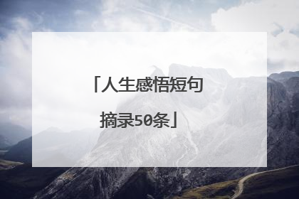 人生感悟短句摘录50条