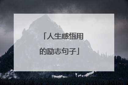 人生感悟用的励志句子