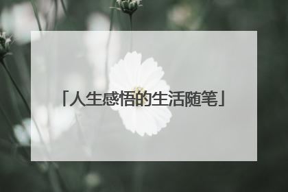 人生感悟的生活随笔