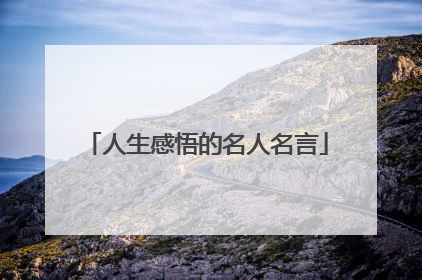 人生感悟的名人名言