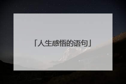人生感悟的语句