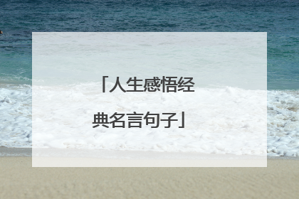 人生感悟经典名言句子