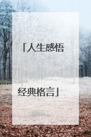 人生感悟经典格言