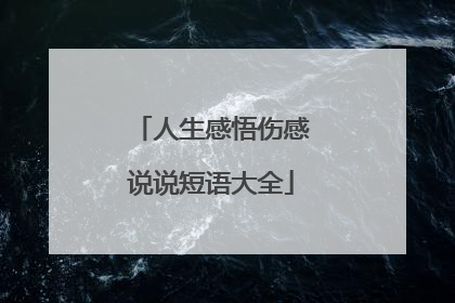 人生感悟伤感说说短语大全