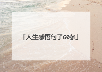 人生感悟句子60条