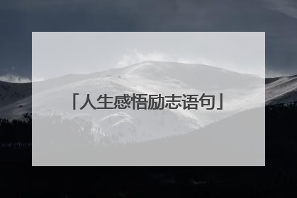 人生感悟励志语句