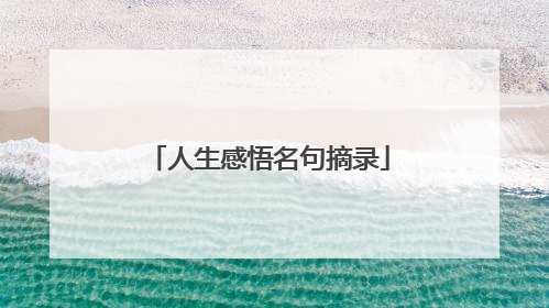 人生感悟名句摘录