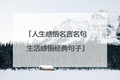 人生感悟名言名句 生活感悟经典句子