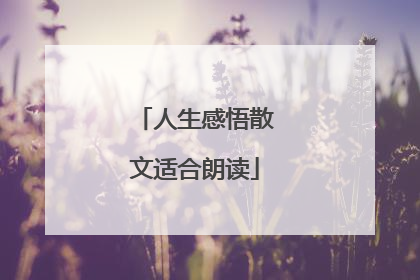 人生感悟散文适合朗读