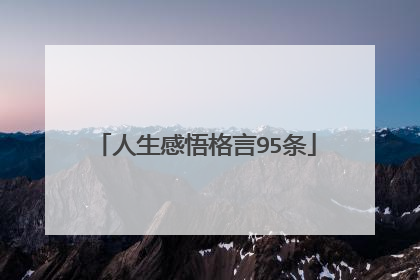 人生感悟格言95条