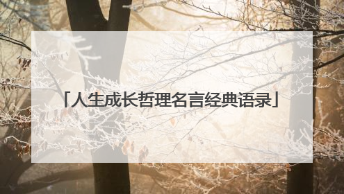 人生成长哲理名言经典语录