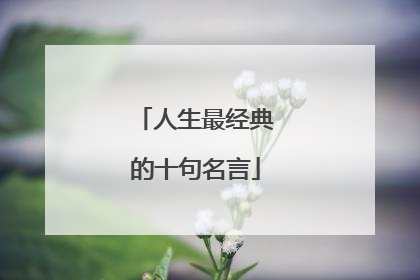 人生最经典的十句名言