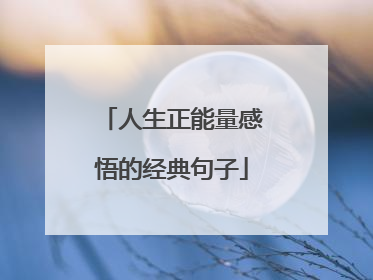 人生正能量感悟的经典句子