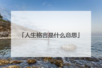 人生格言是什么意思