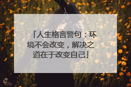 人生格言警句:环境不会改变,解决之道在于改变自己