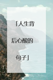 人生背后心酸的句子