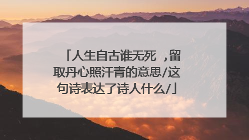 人生自古谁无死 ,留取丹心照汗青的意思/这句诗表达了诗人什么/
