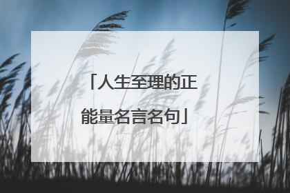 人生至理的正能量名言名句