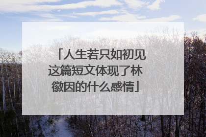 人生若只如初见这篇短文体现了林徽因的什么感情