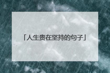 人生贵在坚持的句子