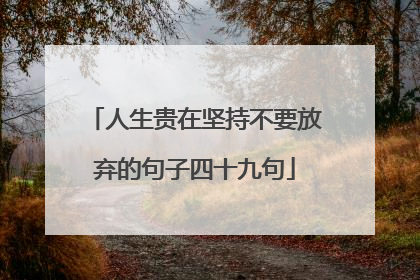 人生贵在坚持不要放弃的句子四十九句
