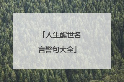 人生醒世名言警句大全