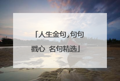 人生金句,句句戳心 名句精选