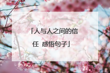 人与人之间的信任 感悟句子