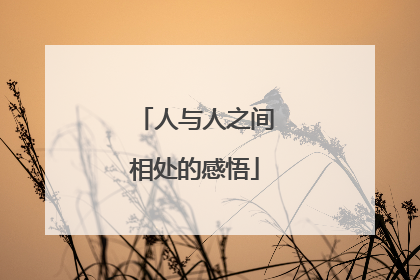 人与人之间相处的感悟
