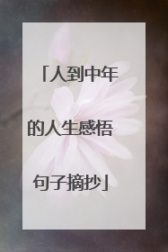 人到中年的人生感悟句子摘抄