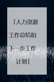 人力资源工作总结和下一步工作计划
