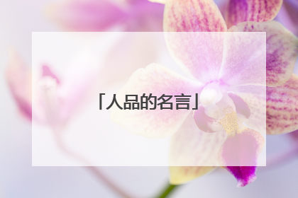 人品的名言