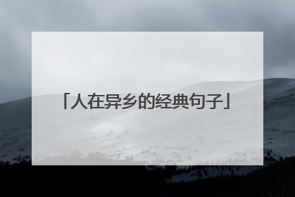 人在异乡的经典句子