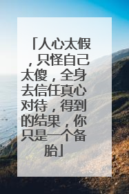 人心太假,只怪自己太傻,全身去信任真心对待,得到的结果,你只是一个备胎