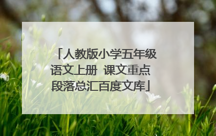 人教版小学五年级语文上册 课文重点段落总汇百度文库