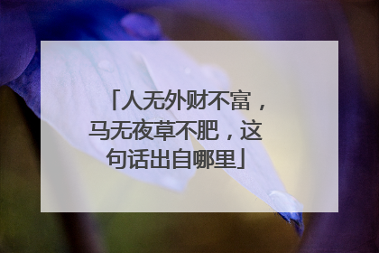 人无外财不富,马无夜草不肥,这句话出自哪里