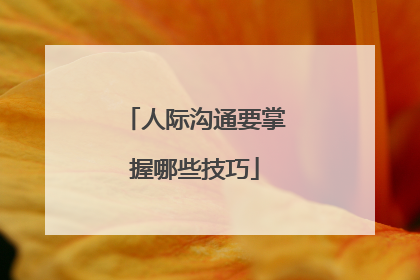 人际沟通要掌握哪些技巧