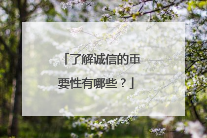 了解诚信的重要性有哪些?