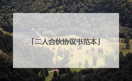 二人合伙协议书范本