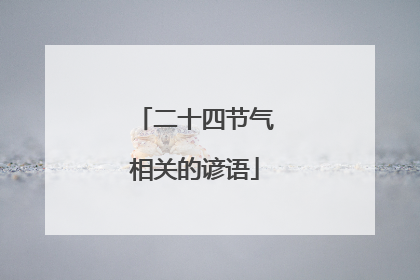 二十四节气相关的谚语