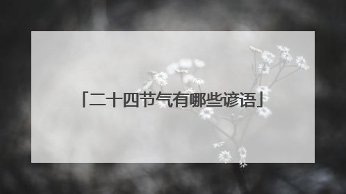 二十四节气有哪些谚语