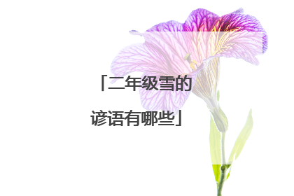 二年级雪的谚语有哪些