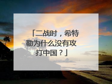 二战时，希特勒为什么没有攻打中国？