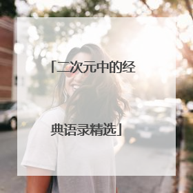 二次元中的经典语录精选